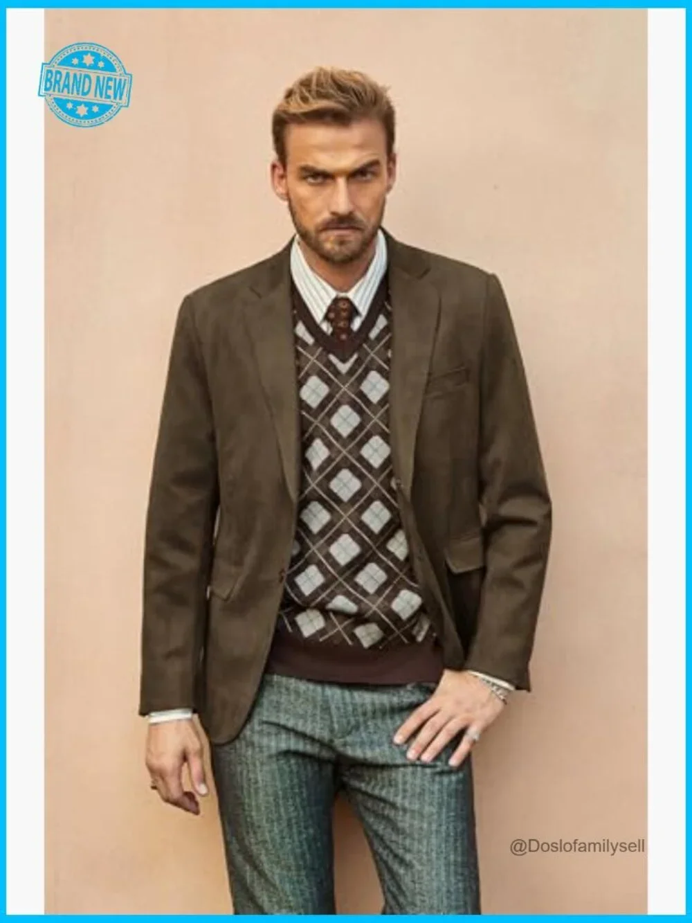 Faux Leather Suede Sport Blazer Modern Fitted Casual Two Button Jacket
